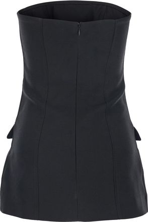 Toteme Womens Top Off-Shoulder Wool-Blend Black Tops