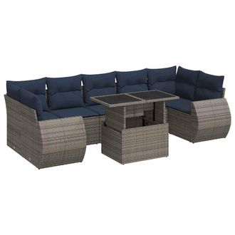 vidaXL Vidaxl - Set Divano Da Giardino 8pz Con Cuscini Grigio Polyrattan Acacia