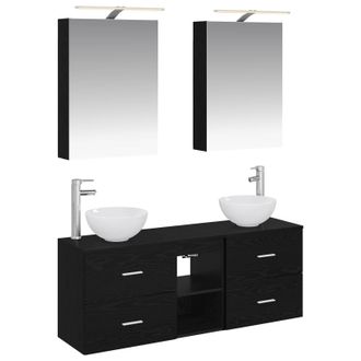 vidaXL Juego De Muebles De Ba&ntilde;o 5 Uds. Roble Negro Vidaxl
