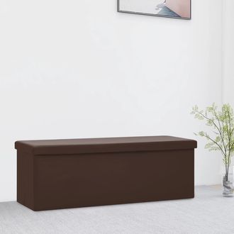 vidaXL Banco Con Almacenaje Plegable Marr&oacute;n Pvc Vidaxl