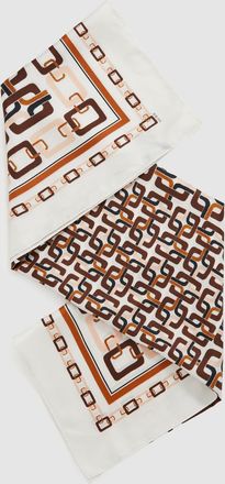 Reiss Taupe Silk Chain-print Scarf