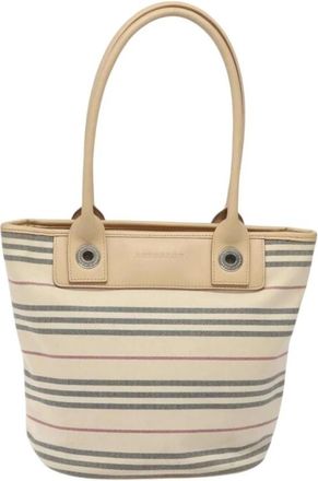 Burberry Pre-owned Tote Bags, female, Beige, Size: ONE SIZE Pre-owned Striped Canvas Tote Bag