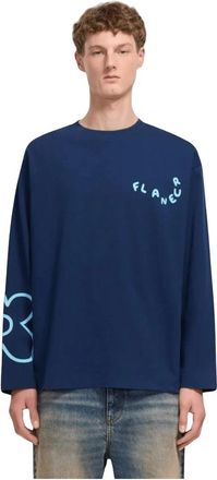 Flaneur Fl&acirc;neur, Tops, Heren, Blauw, S, Katoen, Blossom Long Sleeve T-Shirt