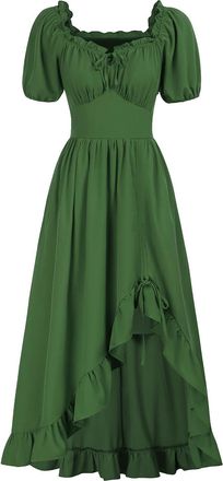 Generic Renaissance Dress Women Cottagecore Corset Dress Ruffle Maxi Dress with Pockets Oktoberfest Costumes Women Dirndl Dresses for Bavarian Carnival Bavari