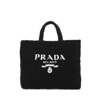 Prada Black Raffia Shopping Bag