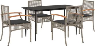 vidaXL Vidaxl - Set Comedor De Jard&iacute;n 5 Piezas Con Cojines Rat&aacute;n Sint&eacute;tico Gris