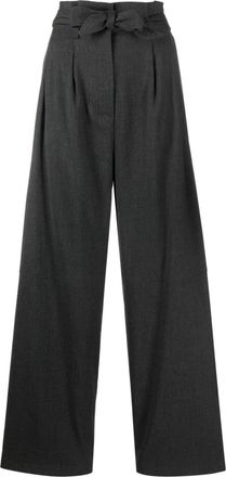 Pinko high-waist wide-leg trousers - women - Polyester/Wool/Viscose/Polyester/Acetate/Elastane - 42 - Grey