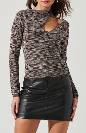 ASTR the Label Issa Asymmetric Cutout Knit Top in Brown Multi at Nordstrom Rack, Size X-Small