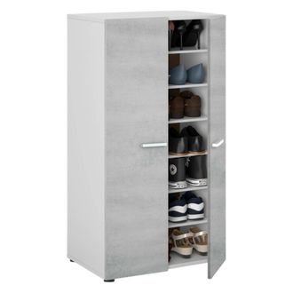 Dmora Dmora - Armario Multifunci&oacute;n Dlazar, Zapatero Con 2 Puertas, Mueble Bajo Con 6 Baldas, Zapatero Bajo Moderno, 55x36h103 Cm, Blanco Y Cemento