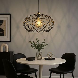 Globo Lighting Lampada a sospensione lampada da tavolo lampada a sospensione in metallo a rete nero oro lampada da soggiorno, 1x E27, DxH 40 x 150 cm