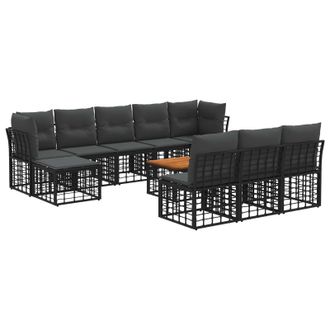 vidaXL Conjunto De Sof&aacute;s De Exterior 11 Pcs Negro Y Gris Oscuro Vidaxl