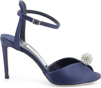 Jimmy Choo London Sacora 85 Sandalen - Dames - Sandalen met hakken - Blauw - 38 1/2 EU - Satijn - Schoenen