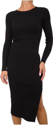 Marella Zwarte Gebreide Jurk - Dames - Casual kleedjes - Zwart - L - Polyester - Kleedjes