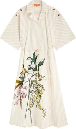 Stine Goya Striped Printed Cotton Midi Shirt Dress - Cream - M (UK12 / M)