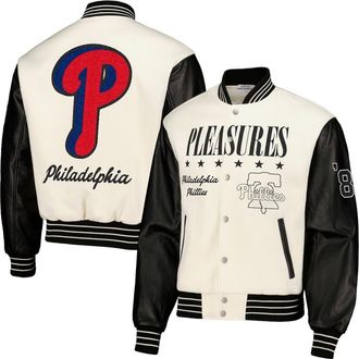 Pleasures Mens PLEASURES White Philadelphia Phillies Full-Snap Varsity Jacket at Nordstrom, Size Large