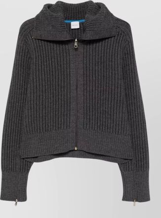 Paul Smith wool ribbed-knit high-neck zip-up jacket