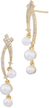 Savvy Cie Jewels Cubic Zirconia & Faux Pearl Drop Earrings in Yellow Gold at Nordstrom Rack