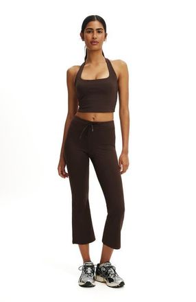 Cotton On Womens Active Ultra Soft Tie Front Cropped Kick Flare in French Roast at Nordstrom, Size X-Small