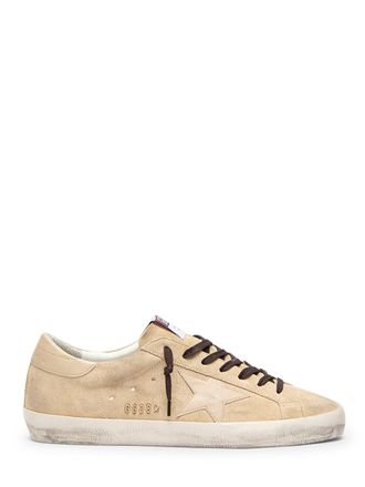 Golden Goose Beige Suede Low-Top Sneakers with Vintage Distressed Sole