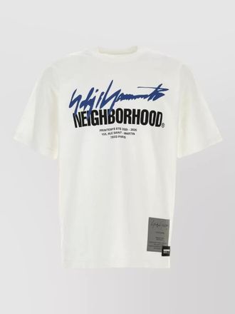 Yohji Yamamoto cotton neighborhood graphic crew neck t shirt