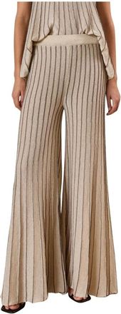 Souvenir Gouden Palazzo Broek met Lurex Draad - Dames - Wijde Broeken - Beige - M - Broeken