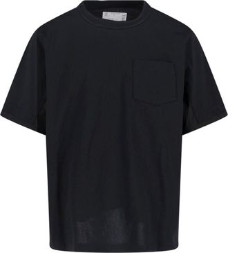 sacai Minimalist Black T-Shirt With Crew Neckline And Short Sleeves