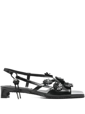 Cecilie Bahnsen flower leather sandals - women - Calf Leather/Calf Leather/Rubber - 39 - Black