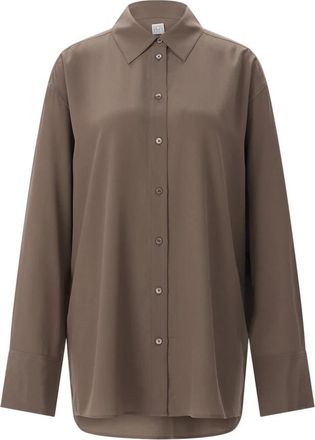 Toteme Zijden Blouse - Dames - Overhemden - Bruin - 2XS - Overhemden