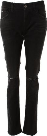 Dolce & Gabbana Ripped Logo Skinny Jeans - Heren - Slim Fit Jeans - Zwart - XS - Katoen - Jeans