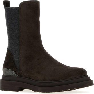 Brunello Cucinelli Womens Dark Brown Suede Boots Pepe Stivali
