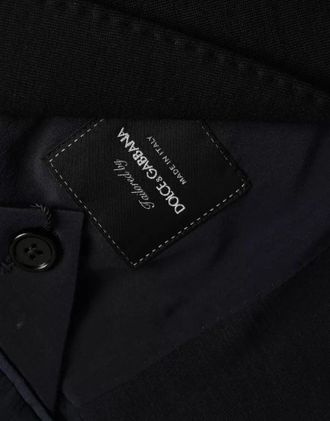 Dolce & Gabbana Mens Blue Wool Notch Single Breasted Coat Blazer Clothing