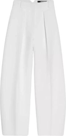Jacquemus Le Pantalon Ovalo - Dames - Wijde Broeken - Wit - 2XS - Katoen - Broeken