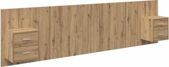 vidaXL Headboard with Cabinet 3 pcs Artisan Oak Engineered Wood vidaXL