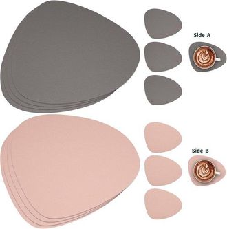 OEM Manteles Individuales Y Posavasos De Piel - Posavasos Impermeables - Juego De 4 - Marr&oacute;n Caf&eacute;