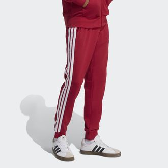 adidas Sporthose ADIDAS SPORTSWEAR ESSENTIALS 3-STREIFEN FRENCH TERRY, Damen, Gr. XXL, N-Gr, active maroon, wei&szlig;, Obermaterial: 55% Baumwolle, 36% Polyester,