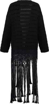 Alanui Womens Love Letter To India Cotton Cardigan Black Cardigans Sweater