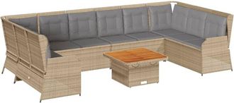 vidaXL Set De Muebles De Jard&iacute;n Y Cojines 7 Pzas Rat&aacute;n Sint&eacute;tico Beige Vidaxl