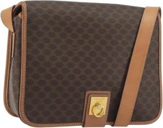 Celine Pre-owned Macadam Canvas Shoulder Bag - unisex - Vintage Schoudertas - Bruin - ONE Size - Leer - Vintage