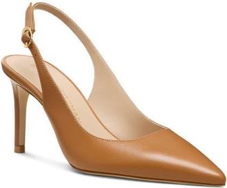 Stuart Weitzman Stuart Power 75 Pointed Toe Slingback Pump in Macchiato at Nordstrom, Size 6.5