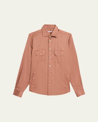 Kiton Mens Herringbone Cashmere Overshirt