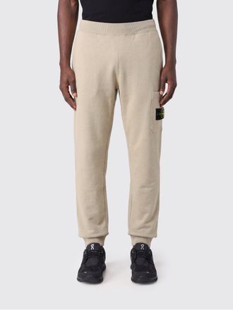 Stone Island Pantaloni jogging in lana con logo Compass e vita elasticizzata