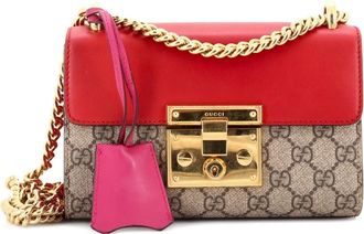 Gucci Padlock Shoulder Bag GG Coated Canvas and Leather Small crossbody bag - Marrone
