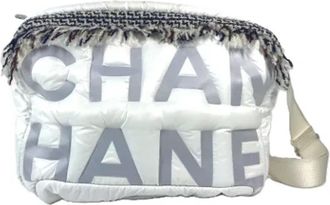 Chanel Pre-owned Nylon chanel-bags - Dames - Vintage Schoudertas - Wit - ONE Size - Nylon - Vintage