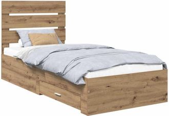 vidaXL Estructura De Cama Con Caj&oacute;n Roble Artesanal 90 X 200 Cm Vidaxl