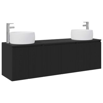 vidaXL Juego De Muebles De Ba&ntilde;o 3 Uds. Negro 49,5 X 44,5 X 66 Cm Vidaxl