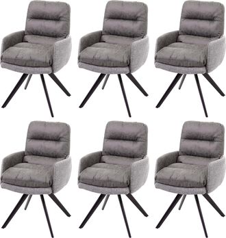 Hhg Nunca Usado] Juego De 6 Sillas De Comedor Hhg 847, Silla De Cocina Silla, Giratoria Auto Posici&oacute;n Tela Mvg, Gris Claro, Con Reposabrazos