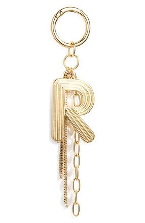 Chelsea28 Initial Faux Pearl Bag Charm in R- White- Gold at Nordstrom