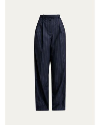 Givenchy Striped Pleated Wool-Cashmere Pants