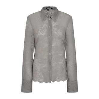 Rotate ROTATE Birger Christensen, Shirts, female, Gray, Size: XS Flower Mesh Shirt