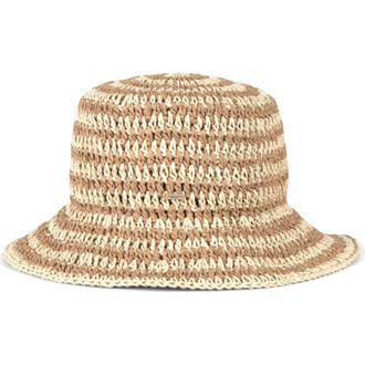 Eugenia Kim Jonah Crochet Straw Bucket Hat in Natural/Camel at Nordstrom